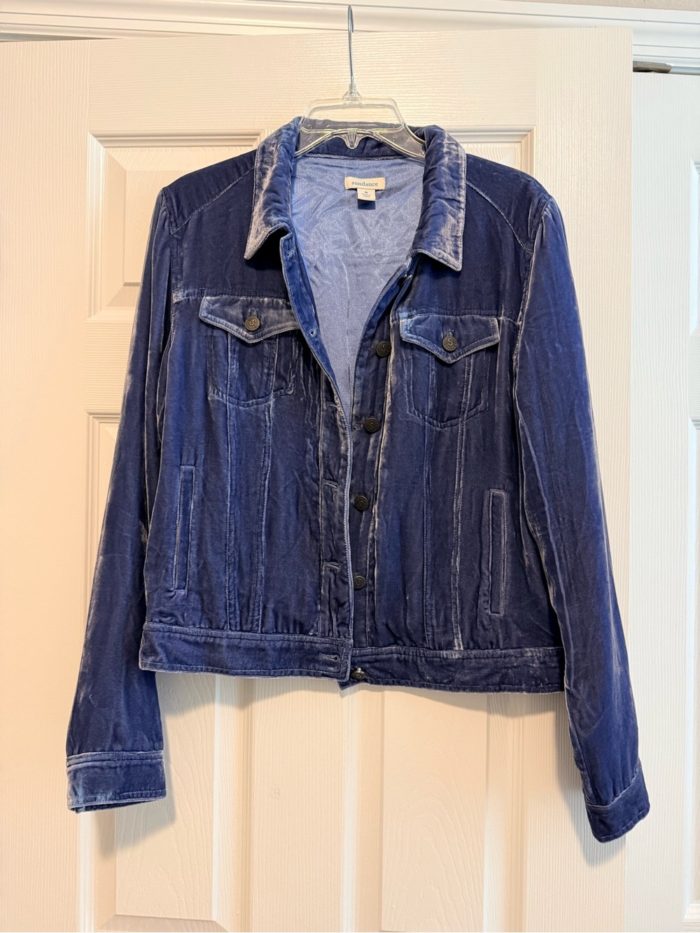 Sundance Velvet Trucker Jacket in Deep Blue